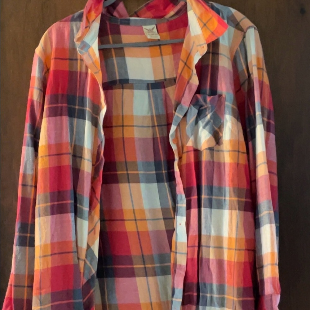 Faded Glory Multicolor Plaid Kids Button Down Shirt